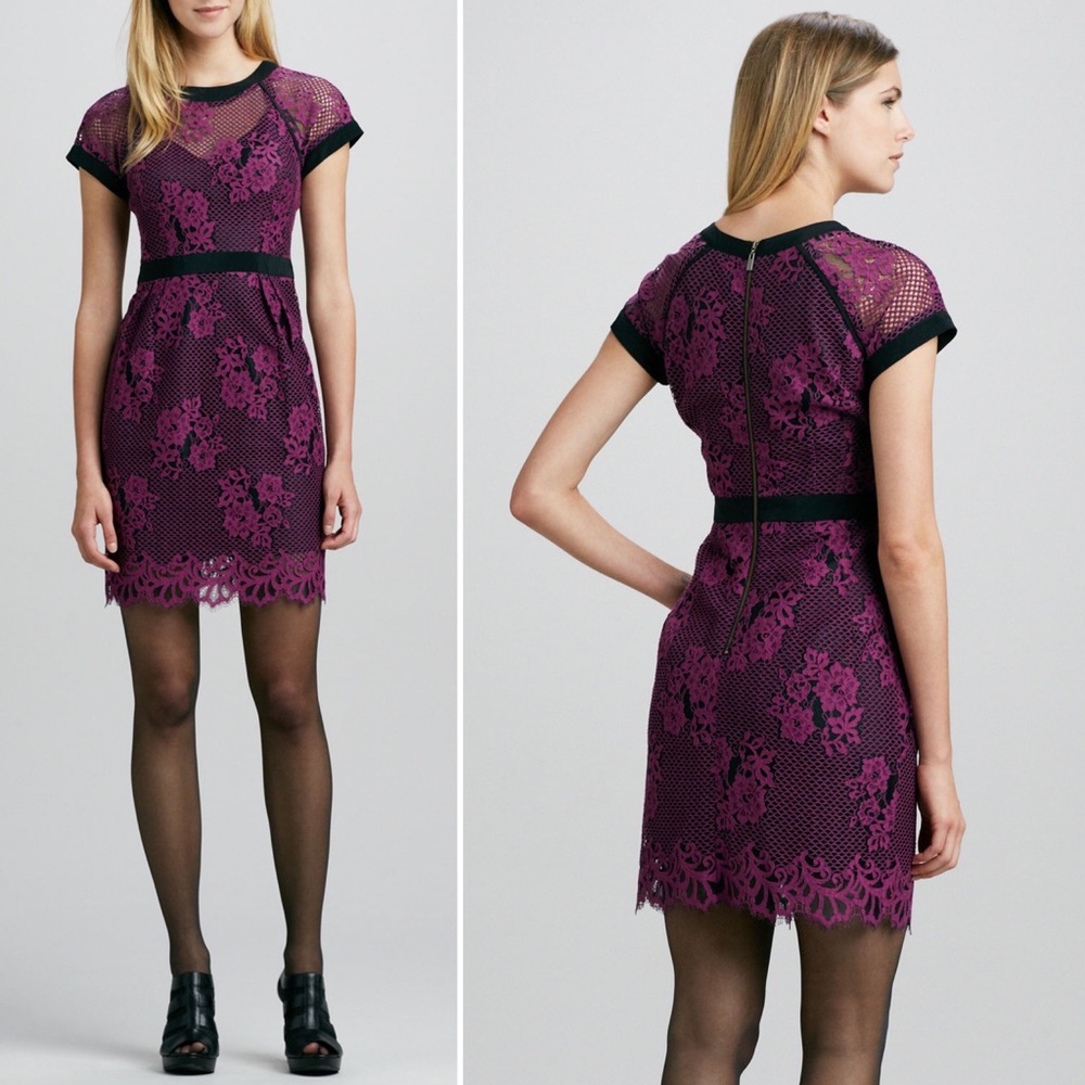 Nanette Lepore Purple and Black Lace Dress